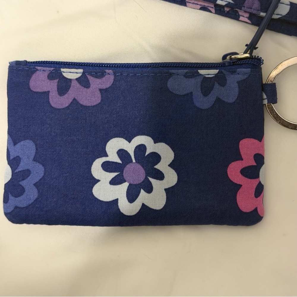 Vera Bradley Dark Blue Floral Lanyard with ID Holder Teacher Student Travel - Picture 3 of 5